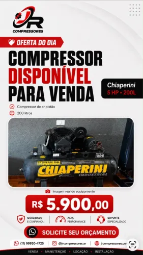 Compressor 20 pés chiaperini 5hp 200 L