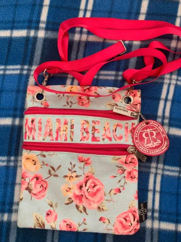 Bolsa Transversal Robin Ruth Floral Azul Bebê e Rosa - Vintage