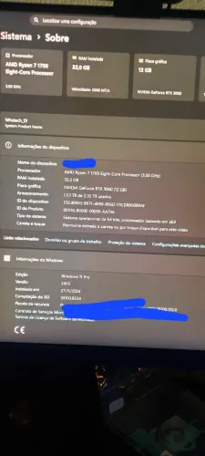 Gabinete ryzen 7-32ram-rtx3060-12gb/Somente Venda