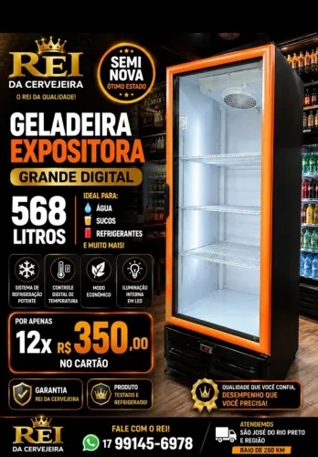 Geladeira expositora grande 568 litros semi nova digital por 12xR$350 cartão