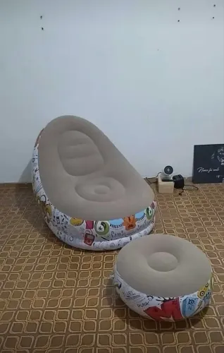 Poltrona Inflável Com Puff + Bomba de Encher