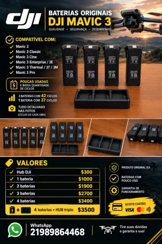 Baterias DJI MAVIC 3 (Pro, Entrerprice, Cine e etc...)