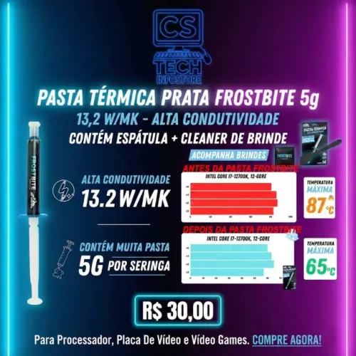 Pasta Térmica Prata 5g - 13,2W/MK - Com Espátula + Cleaner
