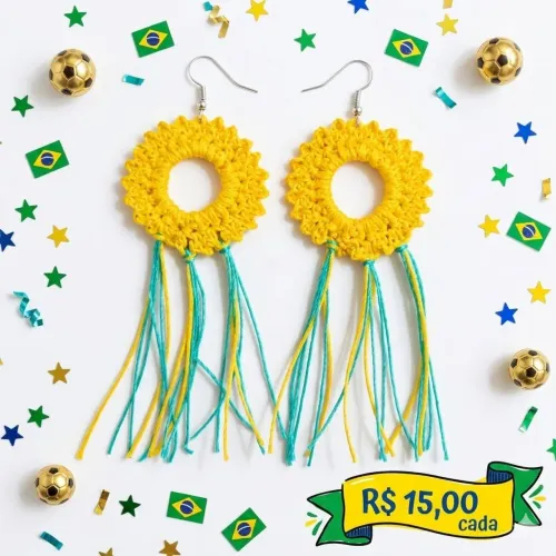 Brincos de crochê copa