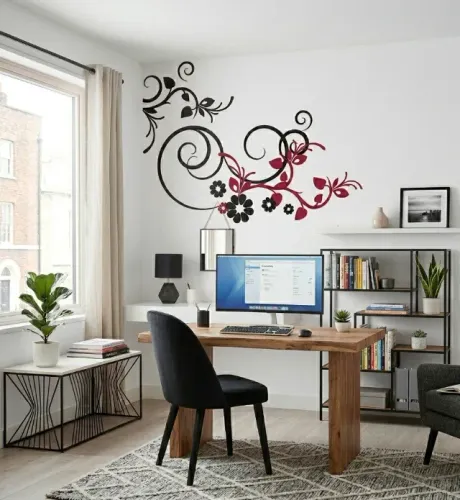 Adesivo Grande de Parede Flores Stixx Decoração Floral Escritório