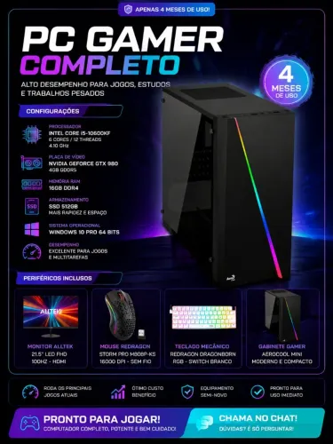 PC GAMER COMPLETO + KIT GAMER