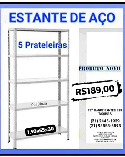 Estante 5 Prat Aço Nova na Caixa Kit Bandejas / Prateleiras (1,50 × 65 × 30)