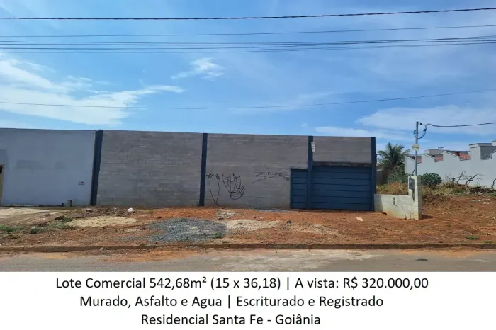Leia a descrição: Lote Comercial 542,68m² (Murado, Asfalto e Agua) Residencial Santa Fe