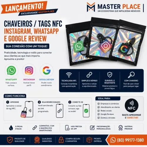 Chaveiros Tag NFC PERSONALIZÁVEIS - Configuramos seu link!