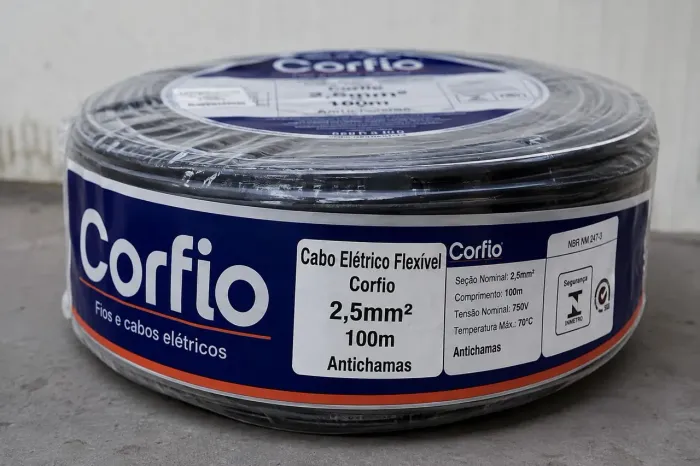 Cabo elétrico flexível confio 2.5mm<br>100M<br>ANTICHAMAS