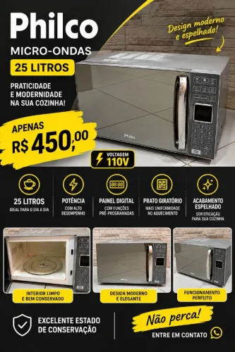 MICROONDAS PHILCO ESPELHADO 110V 25L 