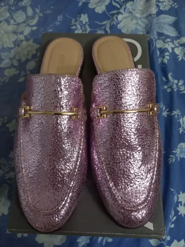 Rasteirinha Mule Rosa Metalizada Arezzo 37