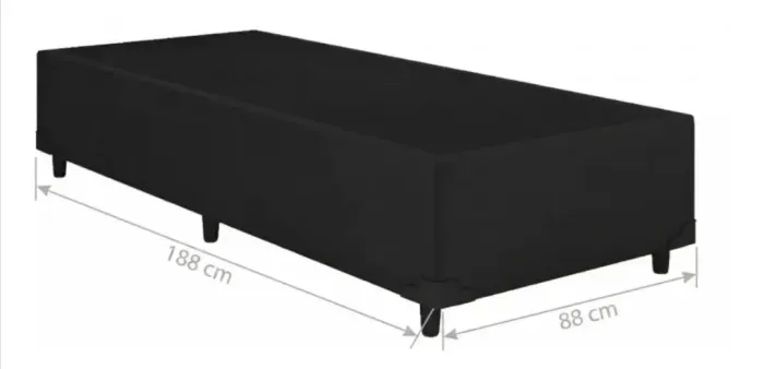 Base Cama Box Solteiro 88x188 / Preto Suede