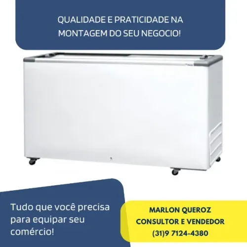 Freezer Horizontal 503L Tampa de Vidro Fricon 