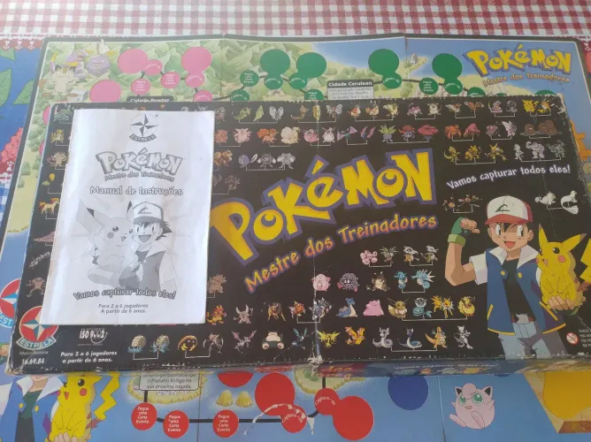 Pokemon Mestre dos Treinadores - jogo de tabuleiro 1999 algumas peças faltando (original)