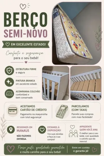 Berço semi-novo para Bebê