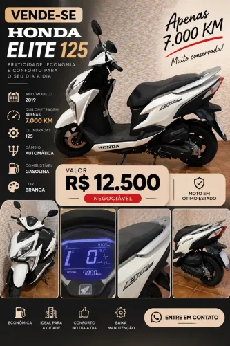 Honda Elite Automática 7 mil km rodado Muito Conservada