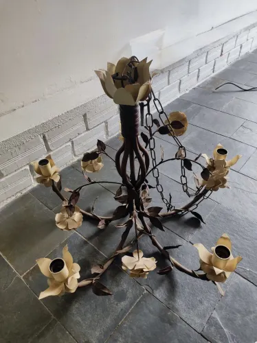 Lustre antigo ferro metal flores 