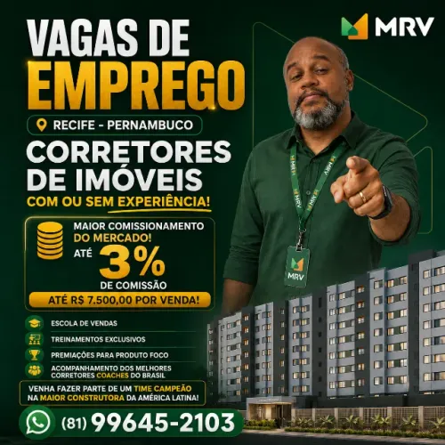 VAGA PARA CORRETOR(A) DE IMÓVEIS - RECIFE/PE