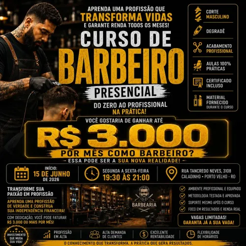 Curso de Barbeiro na zona sul de pvh