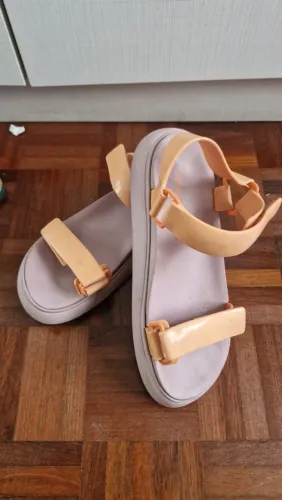 Melissa lilás e laranja, velcros perfeitos, tam 36