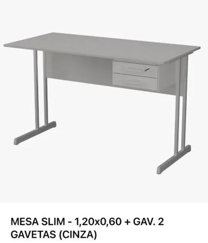 Mesa slim com 2 gavetas