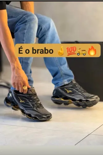Tênis Mizuno prophcy preto, cinza é dourado 