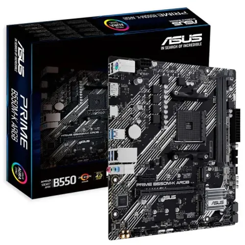 Placa-mãe Asus Prime B550 m-K ARGB, AM4, DDR4, PciE 4.0 , Nova, Lacrada