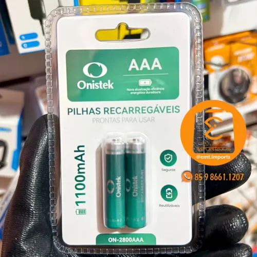 Kit 2 Pilhas AAA (Palito) Recarregável 1100mAh ONISTEK