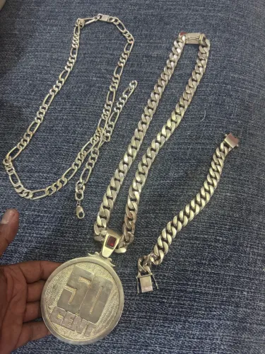 Cordao pulseira prata
