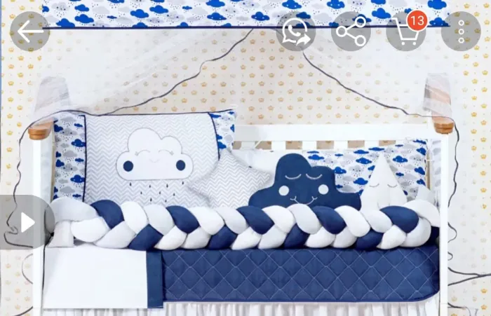 Kit de mini berço azul marinho e mini berço na caixa com colchão 400