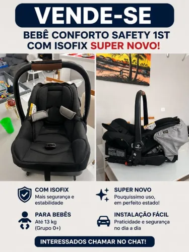 Bebê conforto Safety 1st 4Safe com base Isofix, super novo e muito conservado!