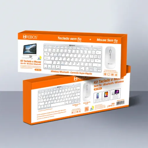 Kit Teclado e Mouse Sem fio - Wireless/ Bluetooth