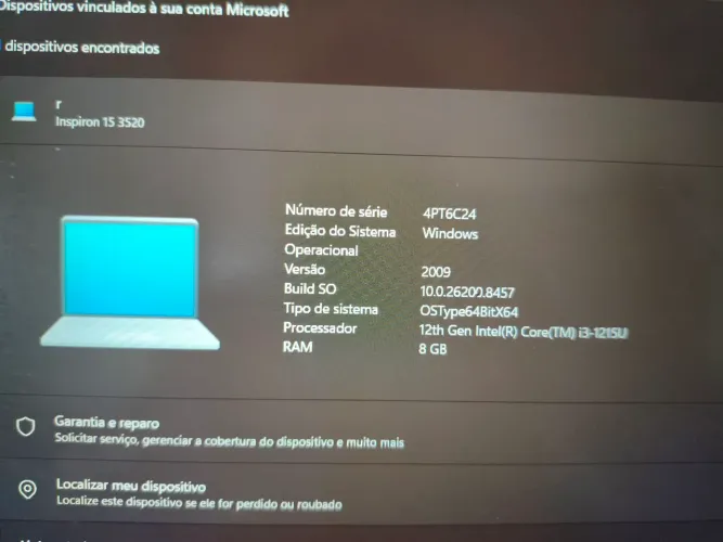 Notebook Dell inspiron 15 3520 i3