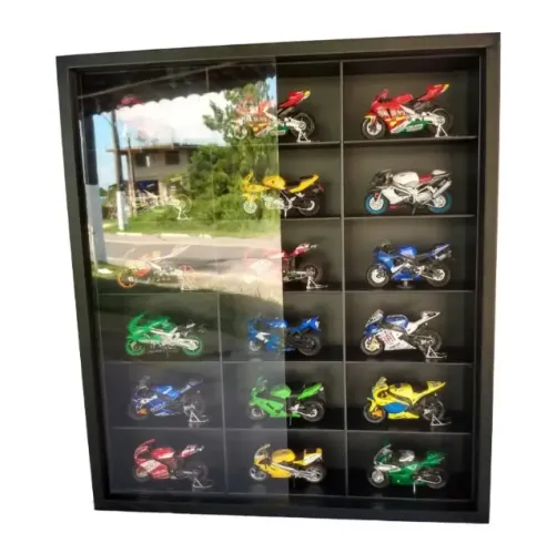 Expositor 18 Nichos - miniaturas motos 1:18 Coleção Com portas acrilico
