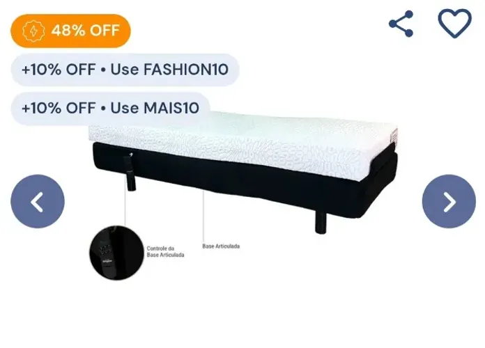 Cama de Solteiro Retrátil com Base Elétrica Articulada