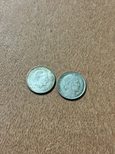 Moedas 20 cents Uruguai prata