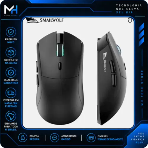 Mouse Gamer SMAILWOLF RS7 Sem Fio 20000 DPI