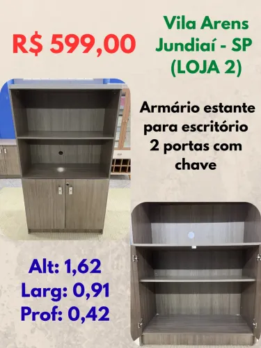 Armário estante 2 portas com chave