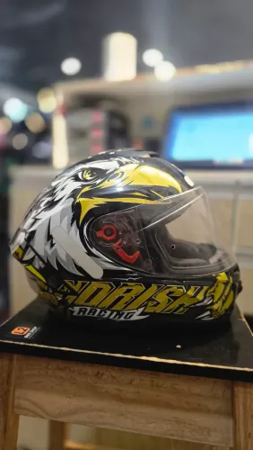 Capacete Fechado Moto Norisk Supra Águia Preto Amarelo
