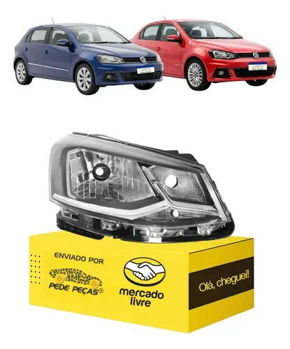 Farol Volkswagen Gol Voyage G7 2017 2018 Friso Cromado Ld Direito/passageiro