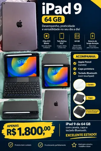 Ipad 9 completo e com caixa