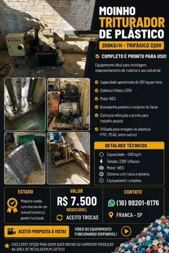 Moinho triturador trifásico