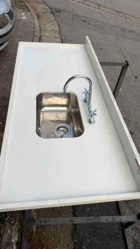 Pia cozinha Quartzo branco 1,50x66