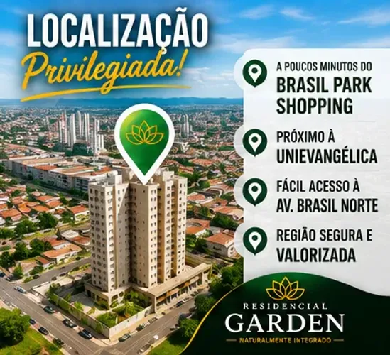 Apartamento 2 Quartos com Suíte | 2 Vagas | Residencial Garden