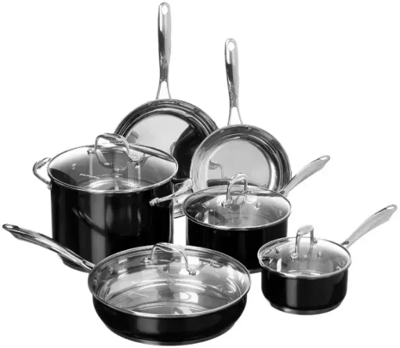 Conjunto De Panelas De Inox Esmaltado 10 Peças Kitchenaid Preto Ônix