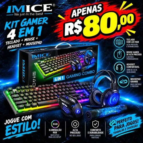Kit Teclado Mouse Fone Mouse Pad 4in1