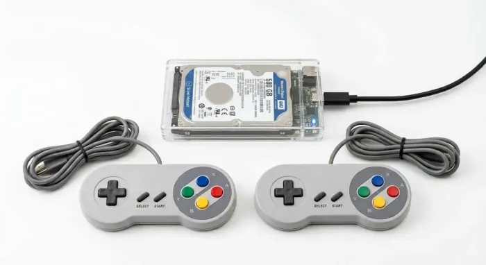 HD externo com sistema de videogame retro 