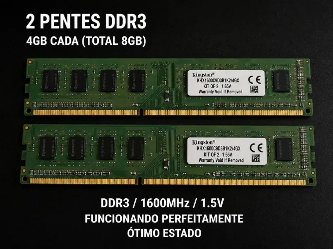 8gb de memória ram ddr3 (usada) perfeitamente funcional