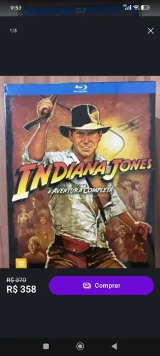 Blu-ray Steelbook Indiana Jones Coleção 4 Filmes 5 Discos 1080p